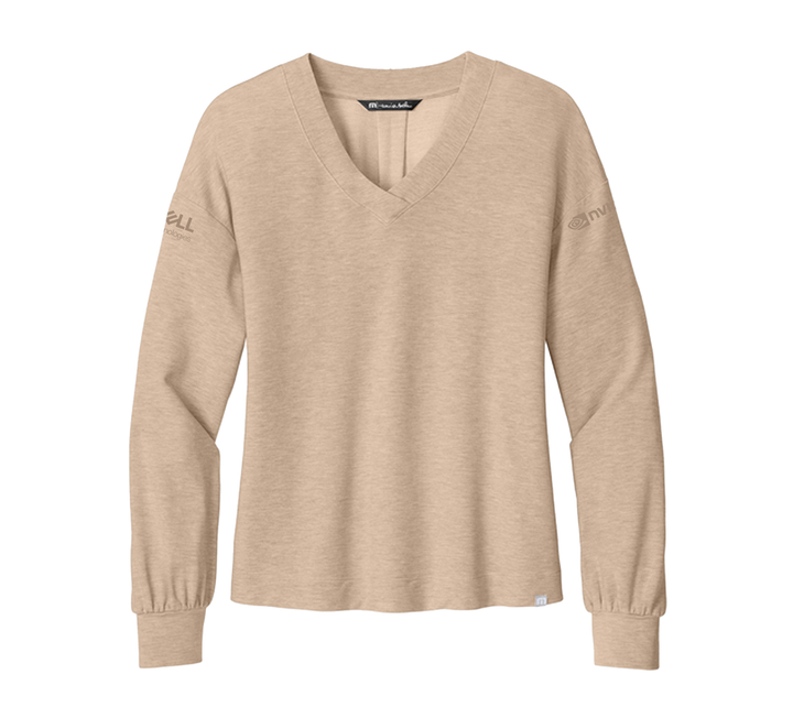 TravisMathew Women’s Long Weekend V-Neck- Natural Heather