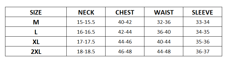 Size chart for Huronn Polo - Cilantro