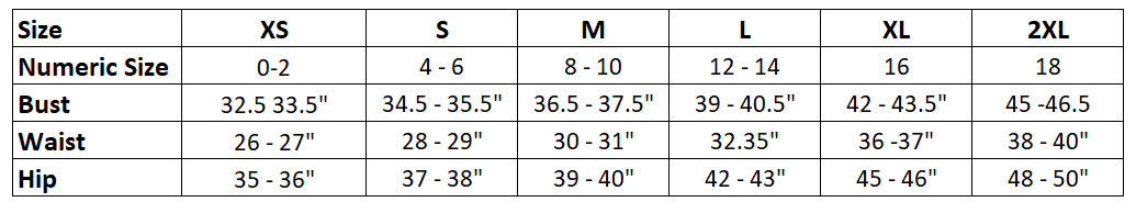 Size chart for Peter Millar Ladies Perth Circle Back Performance Quarter-Zip