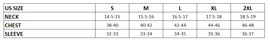 Size chart for Sherman Quarter Zip - New Indigo