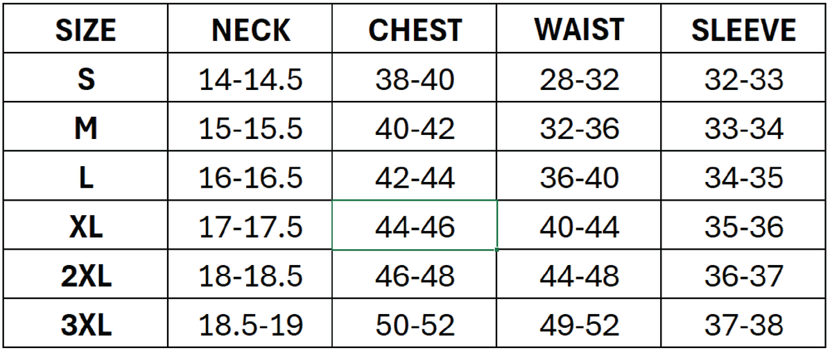 Size chart for Johnnie-o Torque 1/4 Zip Performance Vest